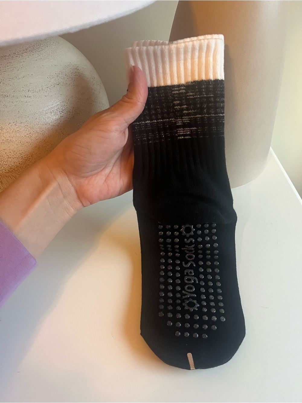 New Black/White Gradient Grip Socks Yoga, Pilates or Barre One Size Fits Most
